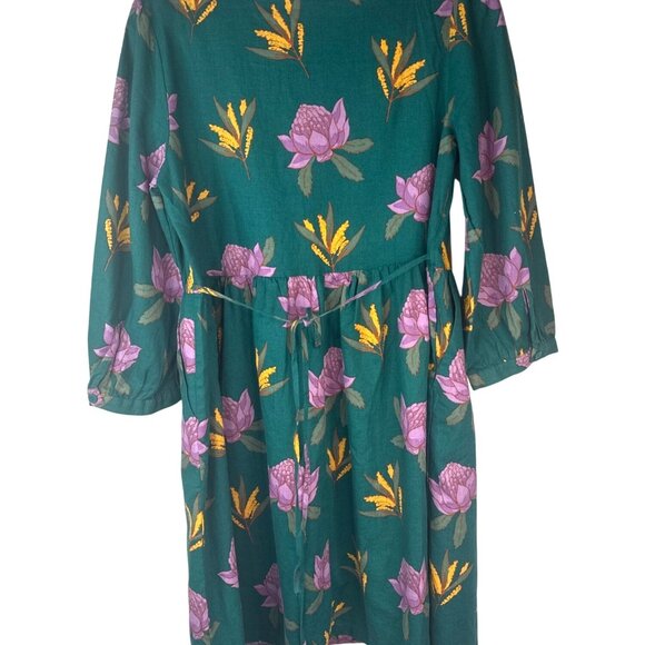 Princess Highway Size 6 Green Floral Dress With 3/4 Sleeves & Elastic Waist NWT - Picture 2 of 12